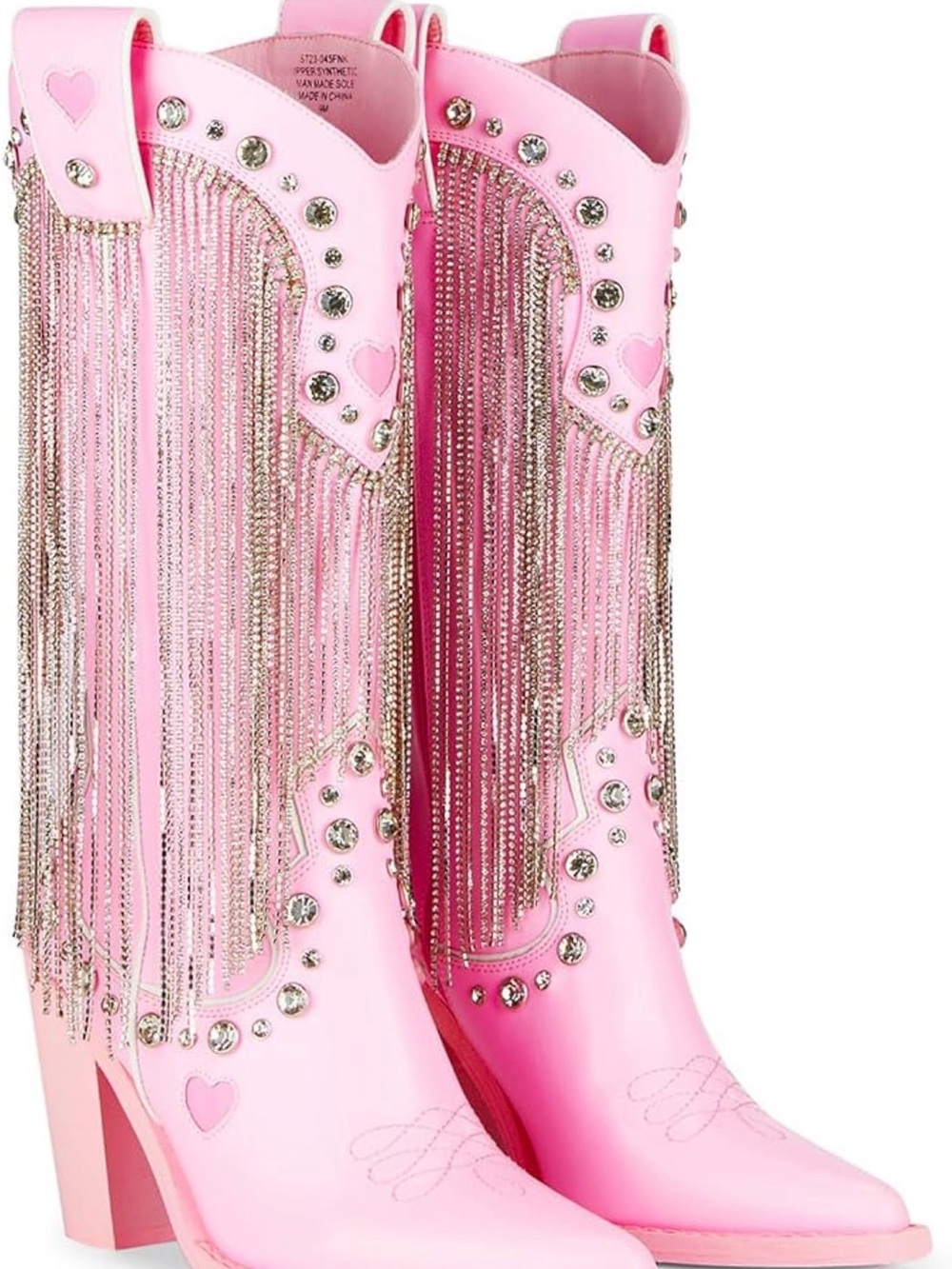 Pink Fringe Studded Western Boots - Women - Dolls Kill